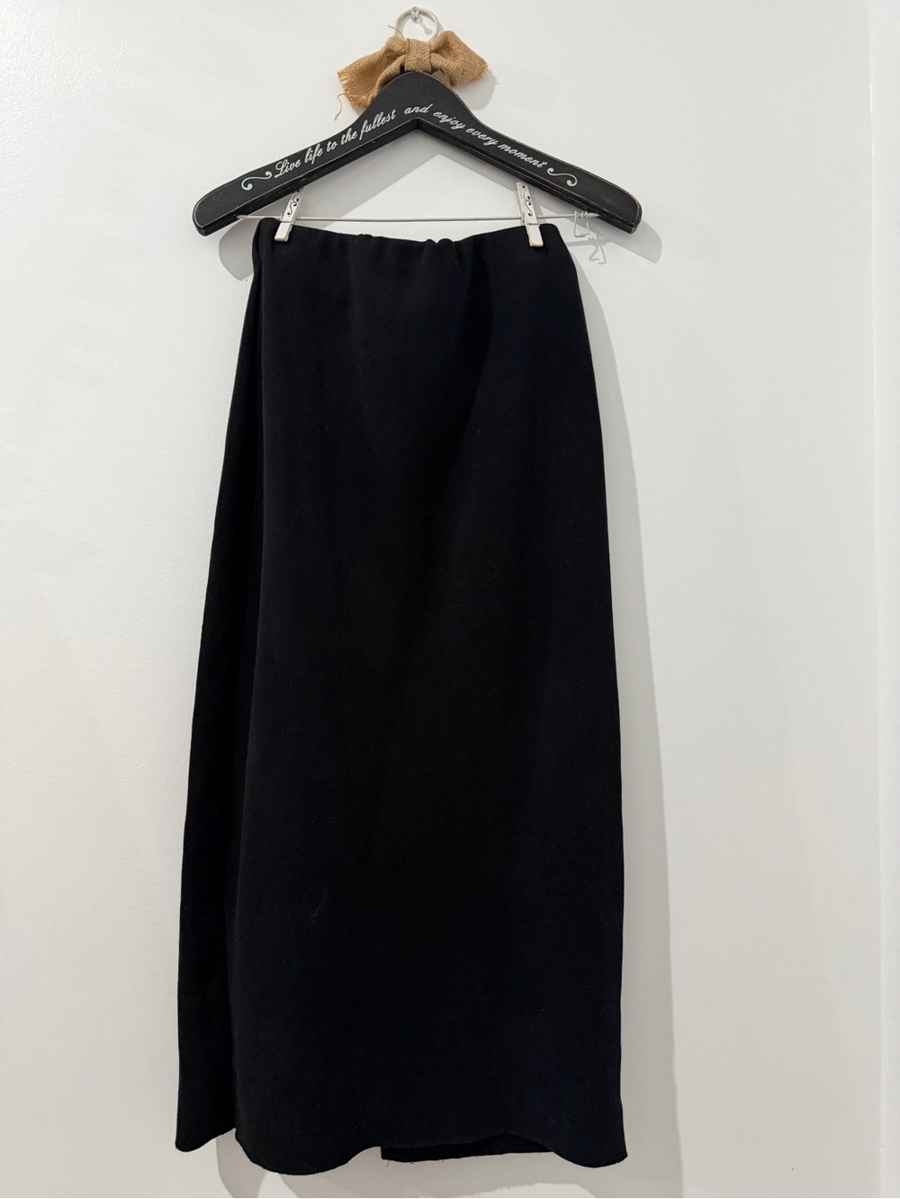 Zara Black Midi Skirt with Center Slit 32 long